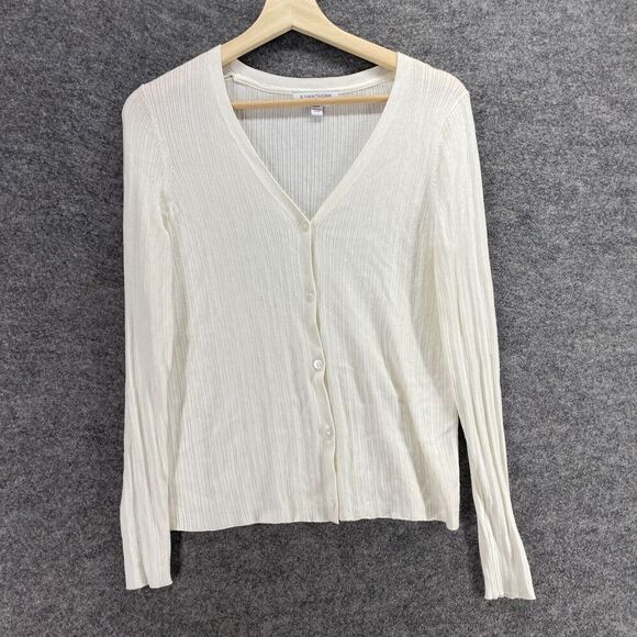 5/$45 41 Hawthorn Cardigan Women PM Petite White V-Neck Button Up Long Sleeve - Picture 4 of 9